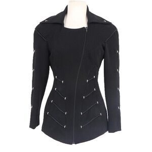 Womens Asymmetric Jacket Black Size 6 Punk Goth Majorette La Milliardaire Paris